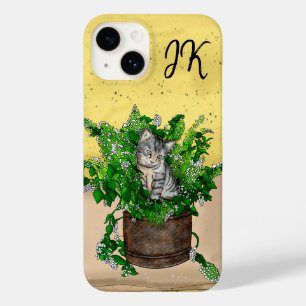 Coque Case-Mate iPhone Cute Grey Kitten assis dans un pot de navet