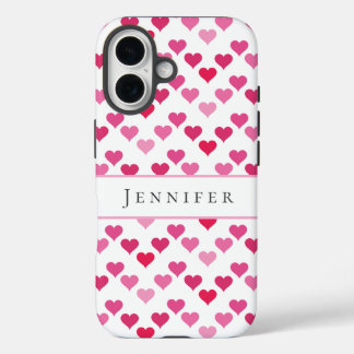 Coque Pour iPhone 16 Cute Hearts Personalized Name