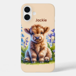 Coque Pour iPhone 16 Plus Cute Highland cow amoureux ajouter nom