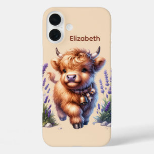 Coque Pour iPhone 16 Plus Cute Highland cow amoureux ajouter nom