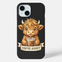 Cute Highland Cow Coffee Addict Drôle Boire Café
