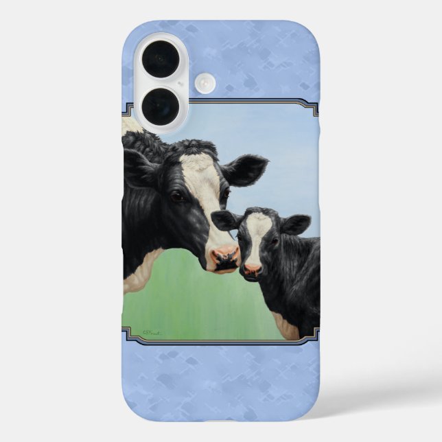 Coques Case-Mate iPhone Cute Holstein Calf & Vache Ciel bleu (Verso)