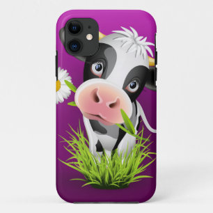Case-Mate iPhone Case Cute Holstein cow in grass over purple