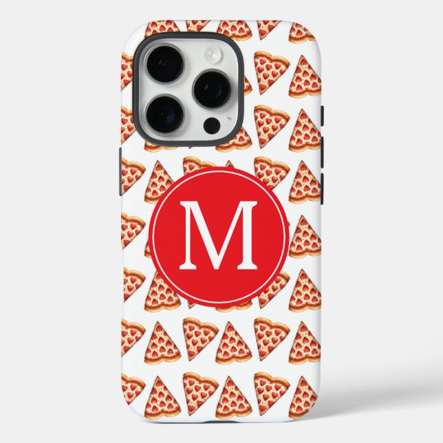 Coques Case-Mate iPhone Cute Initiales Monogrammes Motif de pizza (Verso)