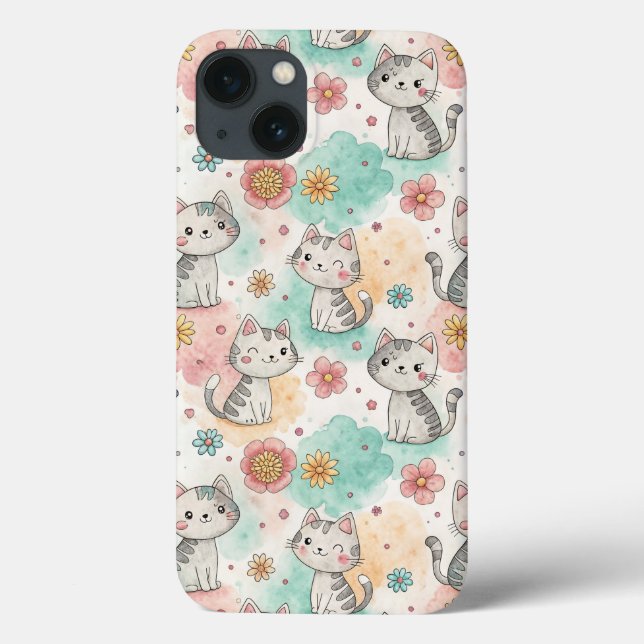 Coques Case-Mate iPhone Cute kawaii chat motif pastel (Verso)