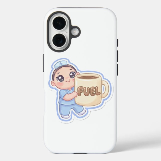 Coques Case-Mate iPhone Cute Kawaii Chibi Nurse Giant Coffee Fuel  (Verso)