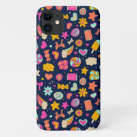 Cute Kawaii Coeurs bonbons en rose et marine heure