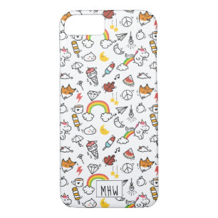 Coque iPhone 8/7 Cute Kawaii Motif casques monogramme personnalisés