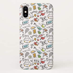 Coque iPhone X Cute Kawaii Motif casques monogramme personnalisés