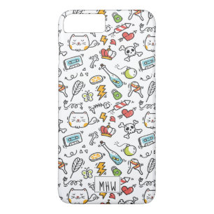 Coque iPhone 7 Plus Cute Kawaii Motif casques monogramme personnalisés