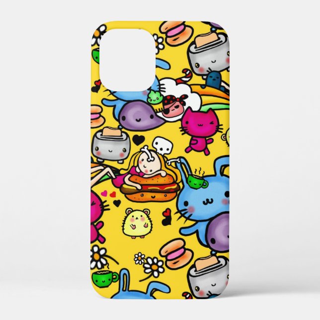 Coques Case-Mate iPhone Cute Kawaii Party Food Doodles Art par LeahG (Verso)