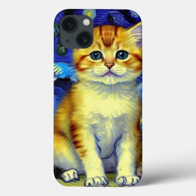 Coques Case-Mate iPhone Cute Kitten Starry Night Van Gogh (Verso)