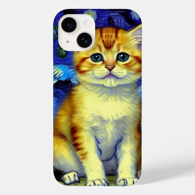 Coques Case-Mate iPhone Cute Kitten Starry Night Van Gogh (Verso)