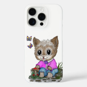 Coque iPhone 16 Pro Cute Kitty Chat et Papillon