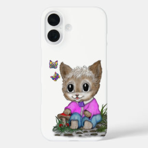 Coque Pour iPhone 16 Cute Kitty Chat et Papillon