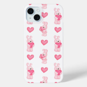 Coque Case-Mate iPhone Cute lapins roses avec Motif de Coeurs