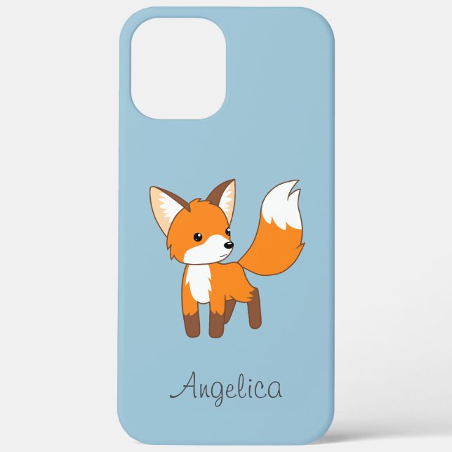 Coques Case-Mate iPhone Cute Little Fox sur Blue (Verso)