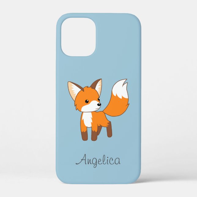 Coques Case-Mate iPhone Cute Little Fox sur Blue (Verso)