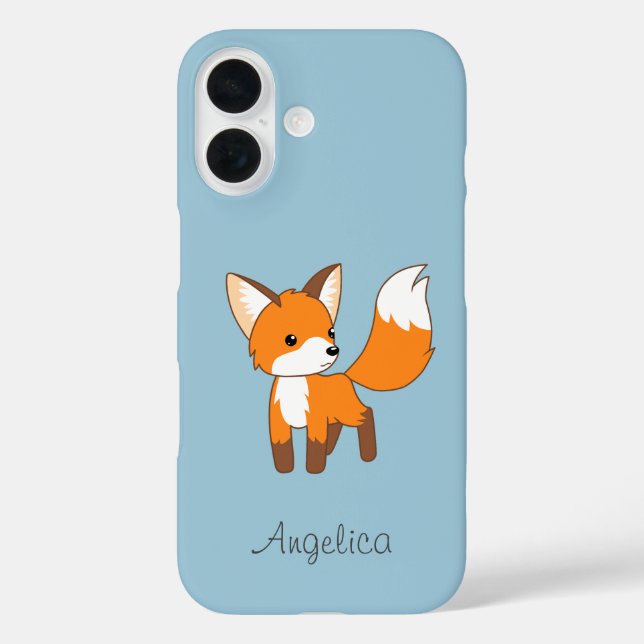 Coques Case-Mate iPhone Cute Little Fox sur Blue (Verso)