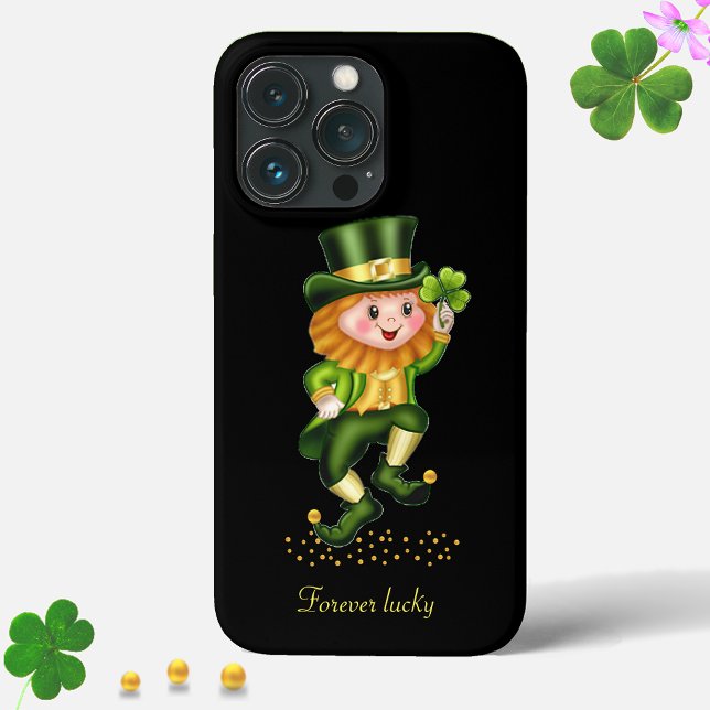 Coques Case-Mate iPhone Cute Lucky Green Gnome sur fond noir (Créateur téléchargé)
