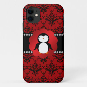 Case-Mate iPhone Case Cute manchot rouge damassé