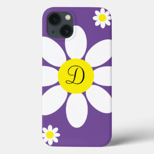 Case-Mate iPhone Case Cute mauve et blanc marguerites florales initiales