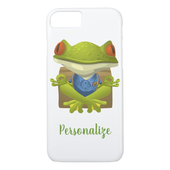 Coques Case-Mate iPhone Cute Méditation Illustrée Grenouille verte (Dos)
