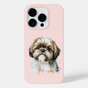 Coque Case-Mate iPhone Cute moderne Shih Tzu Amoureux des chiens rose