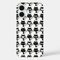 Cute Monogramme Black Cat Expressions Motif
