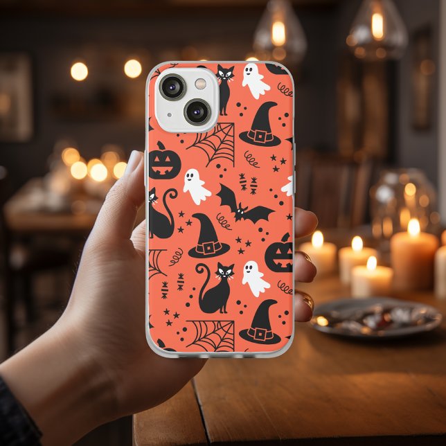 Coques Case-Mate iPhone Cute Orange Citrouille Ghost Motif Halloween (Créateur téléchargé)