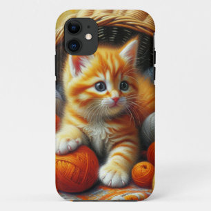 Case-Mate iPhone Case Cute Orange et Kitten blanc Jouer en Fil