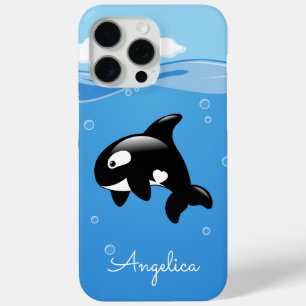 Coque Case-Mate iPhone Cute Orca Whale en Océan avec nom personnalisé