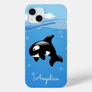 Coque Case-Mate iPhone Cute Orca Whale en Océan avec nom personnalisé