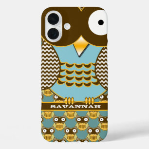 Coque Pour iPhone 16 Plus Cute Owl Moorish Zig Zag Motif Choisissez votre co