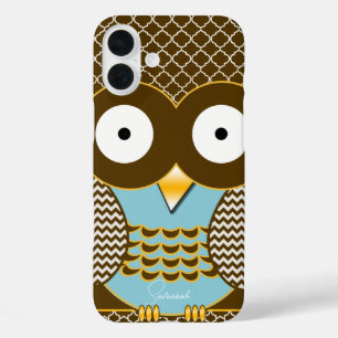 Coque Pour iPhone 16 Plus Cute Owl Moorish Zig Zag Motif Choisissez votre co