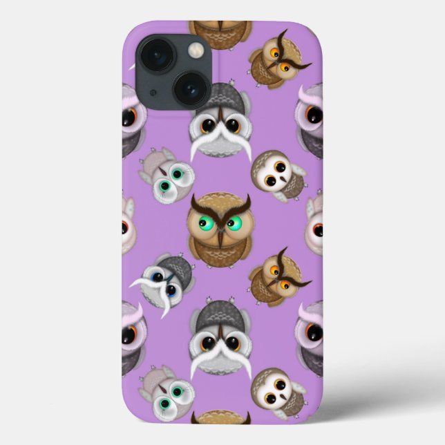 Coques Case-Mate iPhone Cute Owls Motif sur Purple Arrière - plan (Verso)