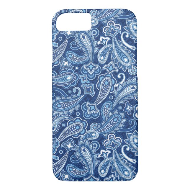Coques Case-Mate iPhone Cute Paisley Arrière - plan floral de la Marine (Dos)