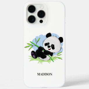 Coque iPhone 16 Pro Max Cute Panda dossiers de téléphone de nom personnali