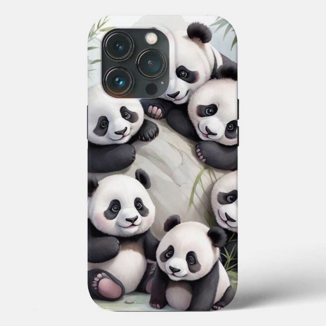 Coques Case-Mate iPhone Cute Pandas Group Photo (Verso)