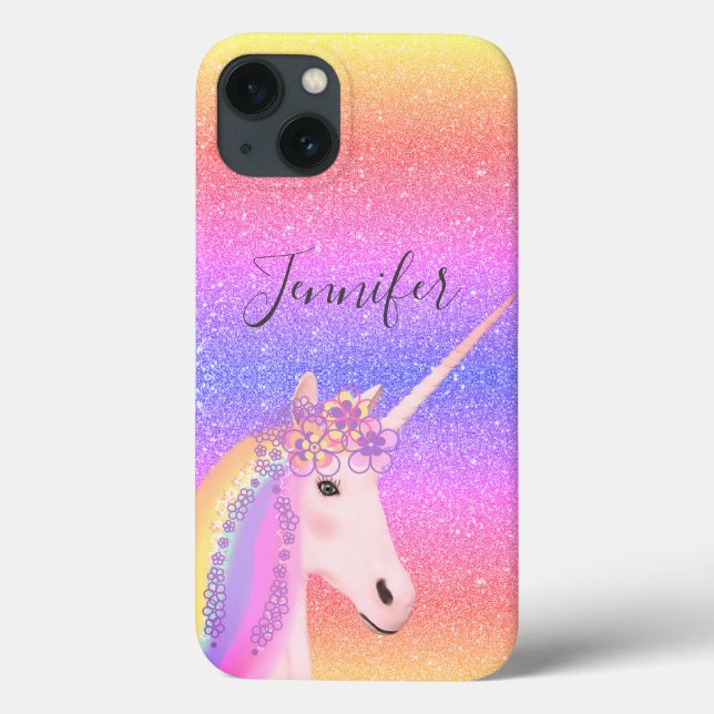 Coques Case-Mate iPhone Cute Parties scintillant Unicorn Rainbow Kids Pers (Verso)