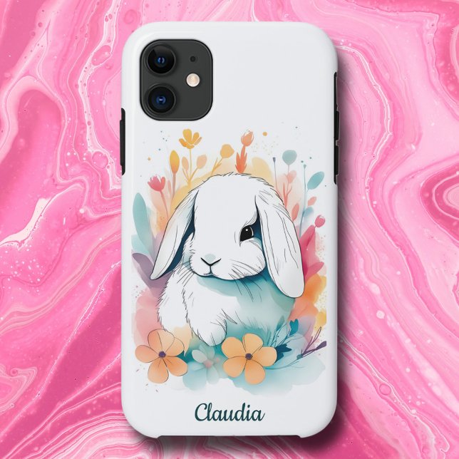 Coques Case-Mate iPhone Cute Pastel Aquarelle Lop Lapin Oreille Lapin (Créateur téléchargé)