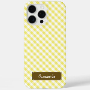 Coque iPhone 16 Pro Max Cute Pastel Jaune En vichy Motif