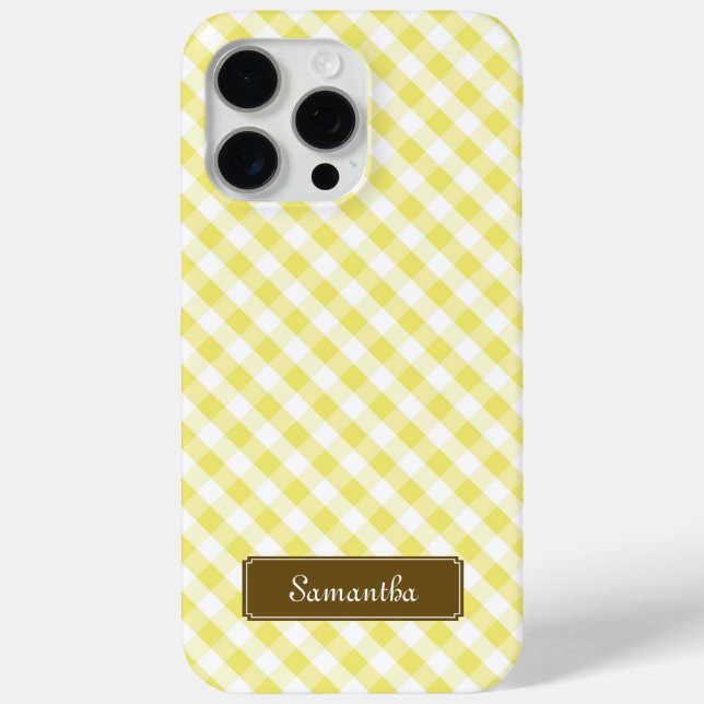 Coques Case-Mate iPhone Cute Pastel Jaune En vichy Motif (Verso)