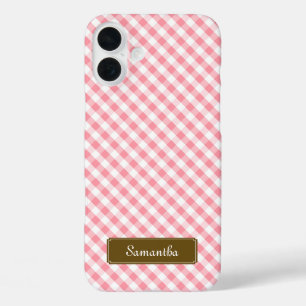 Coques iPhone 16 Plus Cute Pastel Rose En vichy Motif