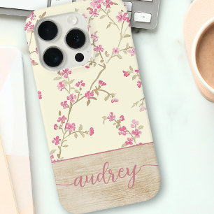 Coque Case-Mate iPhone Cute Personnalisé Bois Floral Script Monogramme No
