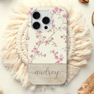 Coque Case-Mate iPhone Cute Personnalisé Bois Floral Script Monogramme No