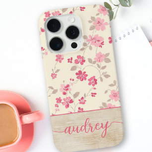 Coque Case-Mate iPhone Cute Personnalisé Bois Floral Script Monogramme No