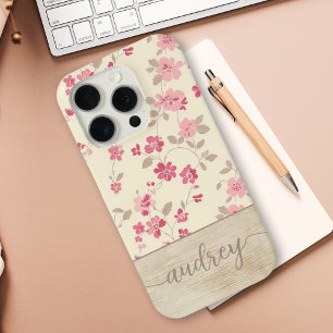 Coque Case-Mate iPhone Cute Personnalisé Bois Floral Script Monogramme No