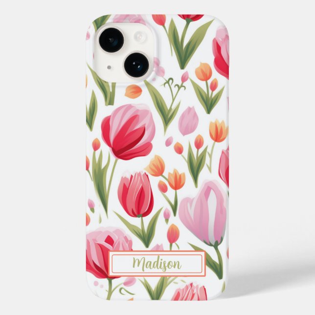 Coques Case-Mate iPhone Cute Personnalisée Ressort rose floral (Verso)