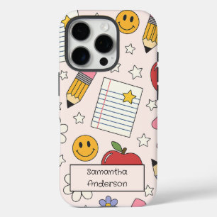 Coque iPhone 16 Pro Cute personnalisée Retour à l'école   pour enfants